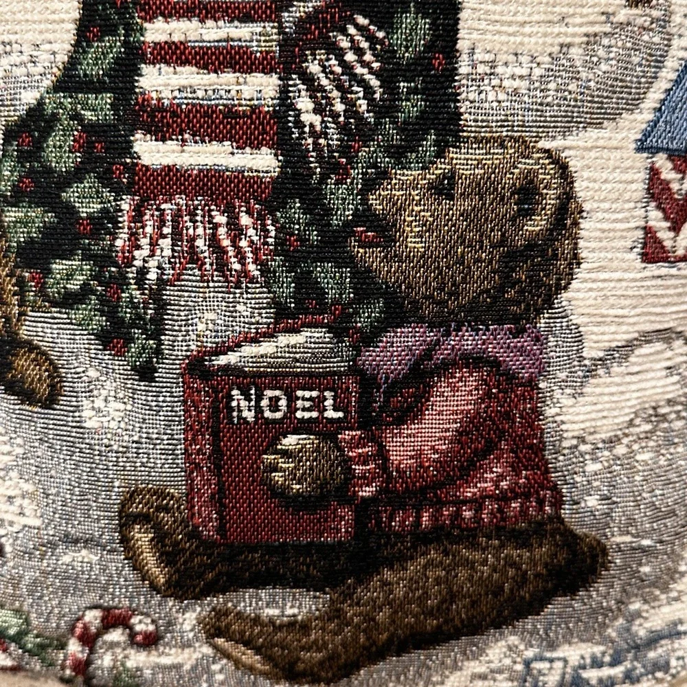 Tapestry Accent‎ Pillow 16 x 12 Snowman Bear Artist Kruskamp Janet Green Backing